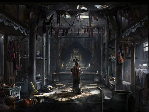 场景气氛图，寺庙