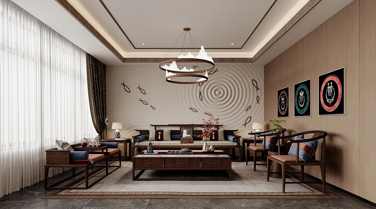 新中式包厢（图ZNDAxODA5Nzg0） - 酒店餐饮设计 - 站酷设计师光影设计表现007原创素材 - 站酷ZCOOL