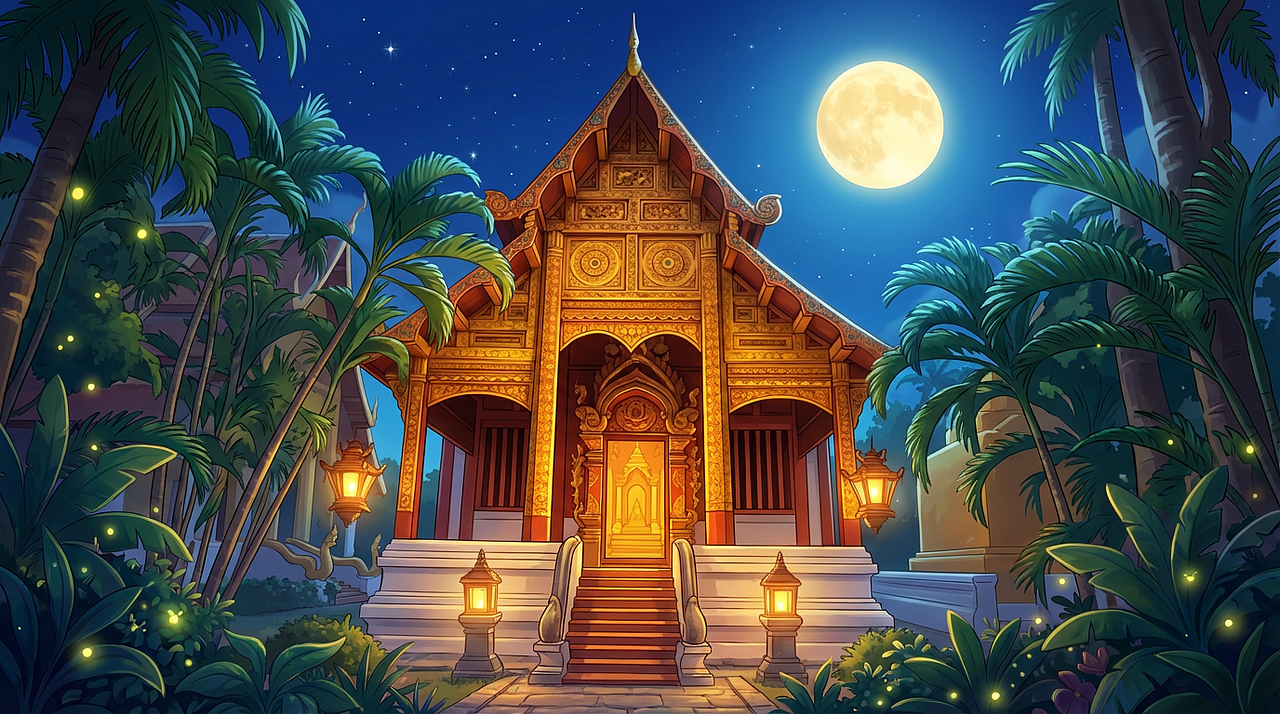 清迈兰纳《兰纳星夜祈》（图ZNDAxODE1Njg0） - AI作品 - 站酷设计师茵小杨原创素材 - 站酷ZCOOL