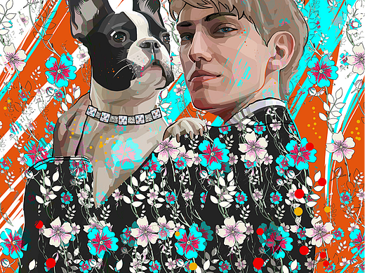 portrait illustration and pattern