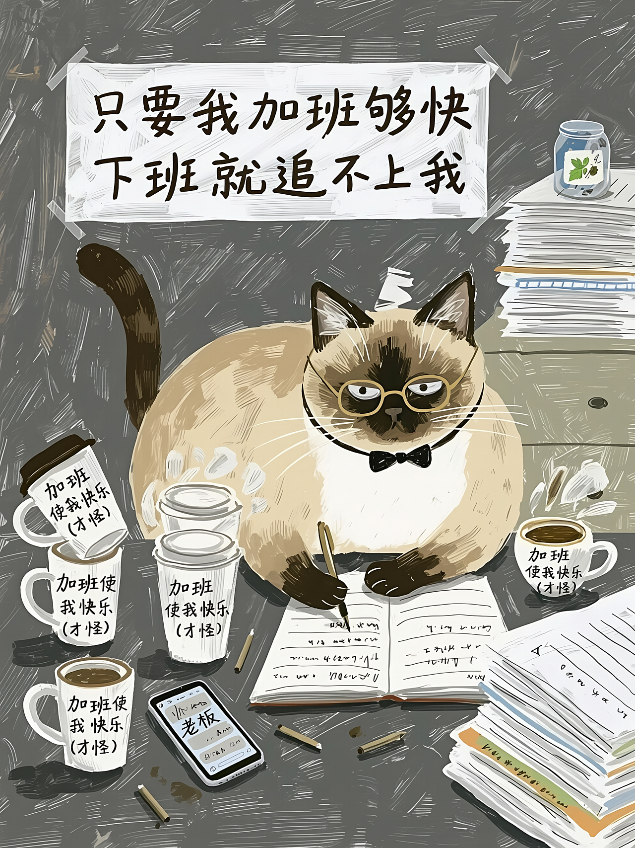 打工的猫（图ZNDAxODIxNDYw） - 商业插画 - 站酷设计师虫下illustration原创素材 - 站酷ZCOOL
