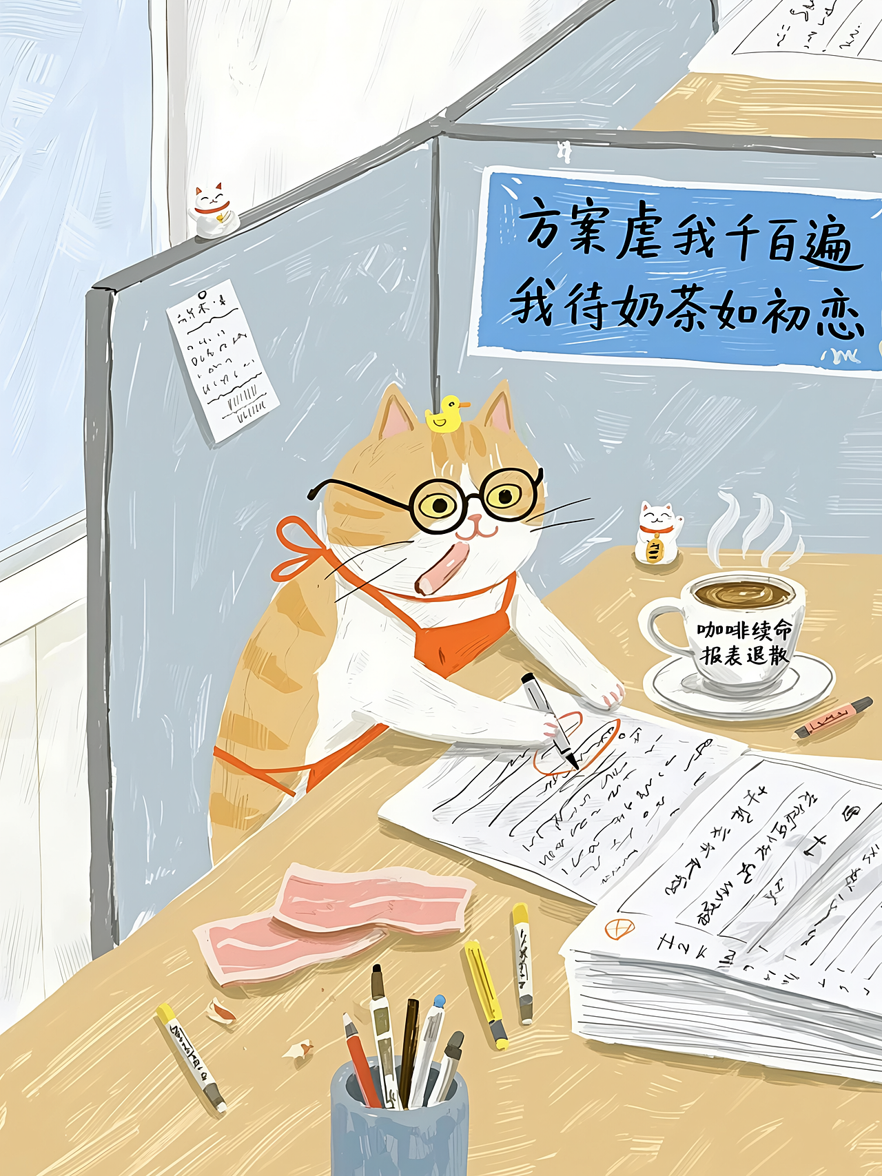 打工的猫（图ZNDAxODIxNDUy） - 商业插画 - 站酷设计师虫下illustration原创素材 - 站酷ZCOOL