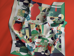 商业插画 | 方巾十二生肖新年主题插画