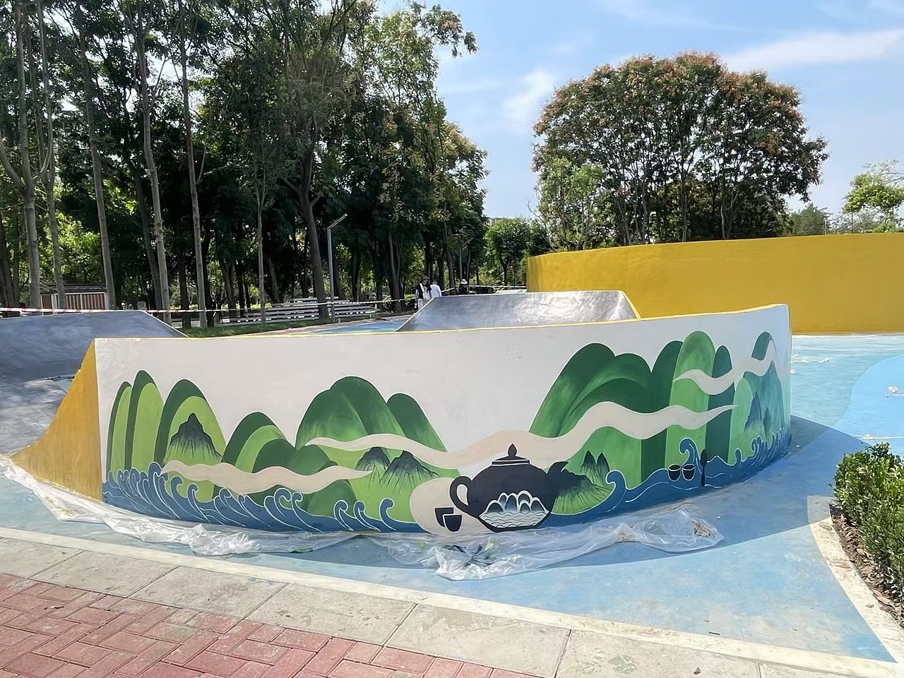 国潮风滑板基地（图ZNDAxODQ3OTgw） - 绘画 - 站酷设计师农村壁画原创素材 - 站酷ZCOOL