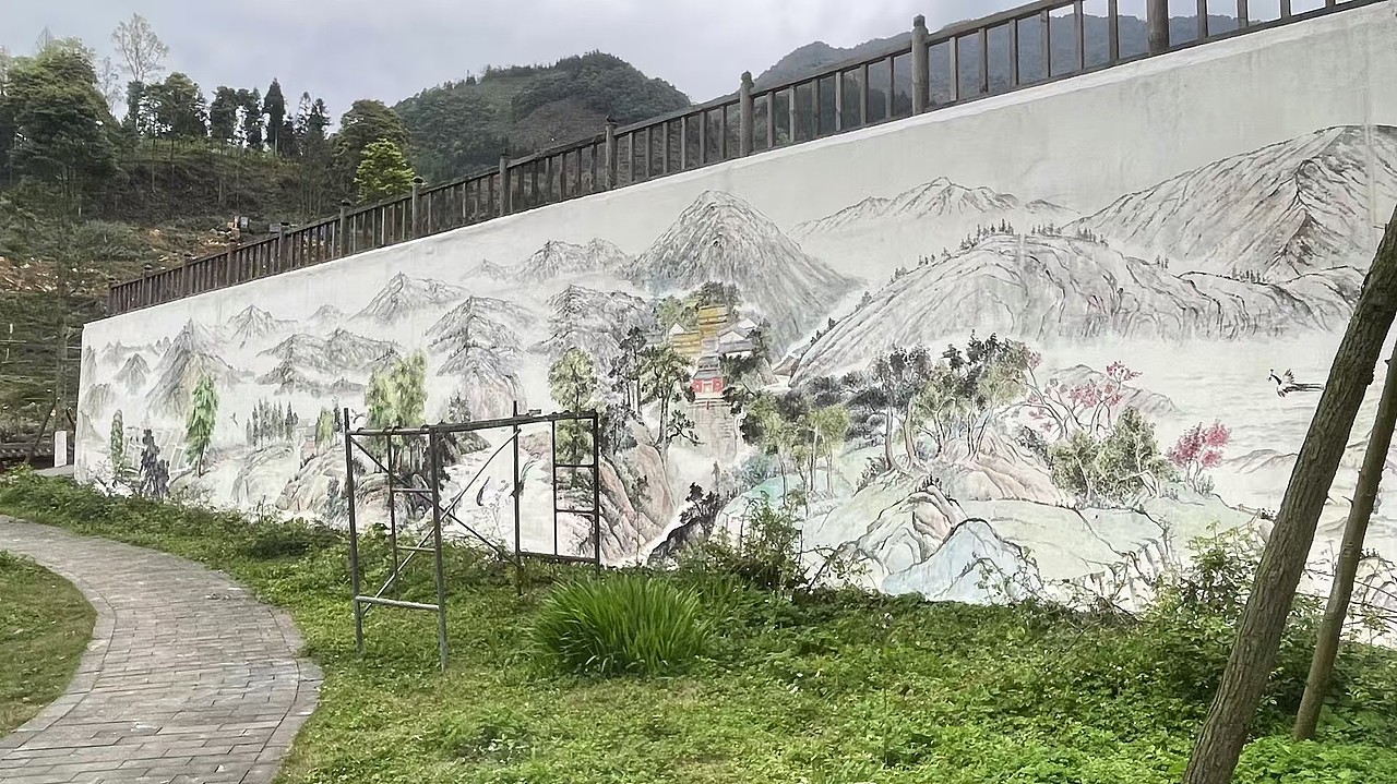 山水画墙绘 护坡壁画（图ZNDAxODU5MjQ4） - 绘画 - 站酷设计师成都墙绘壁画原创素材 - 站酷ZCOOL