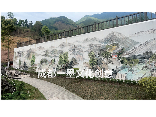 中式墙绘 护坡墙绘