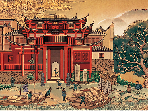 永泰嵩口长幅画卷