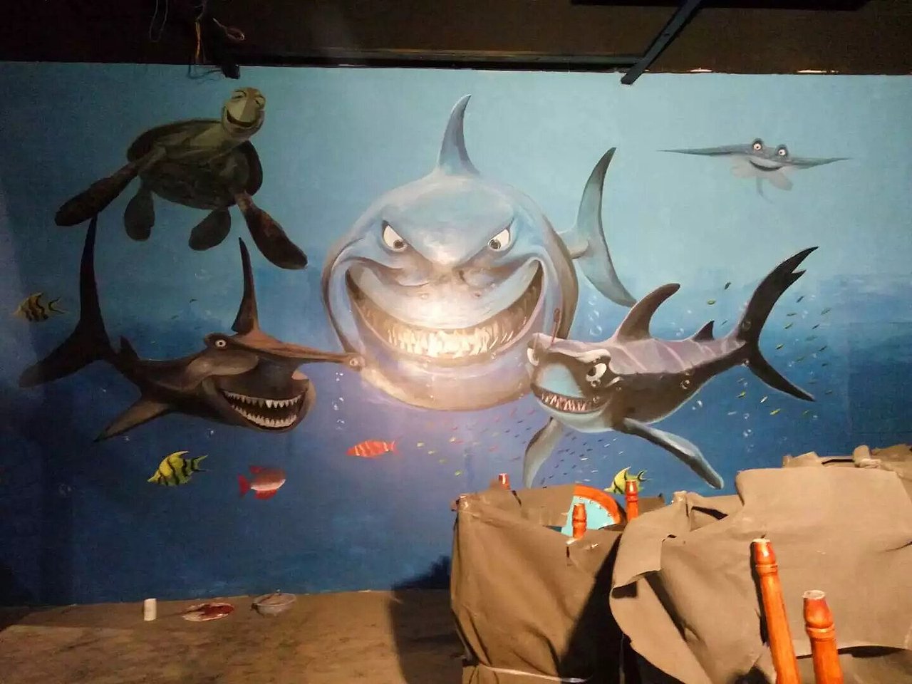 自助餐厅墙绘 海鲜墙绘（图ZNDAxODg4NDg0） - 绘画 - 站酷设计师新农村墙绘原创素材 - 站酷ZCOOL