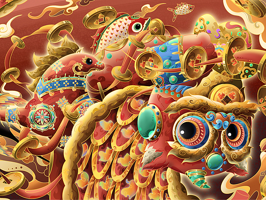 马年生肖插画《狮马奔腾》