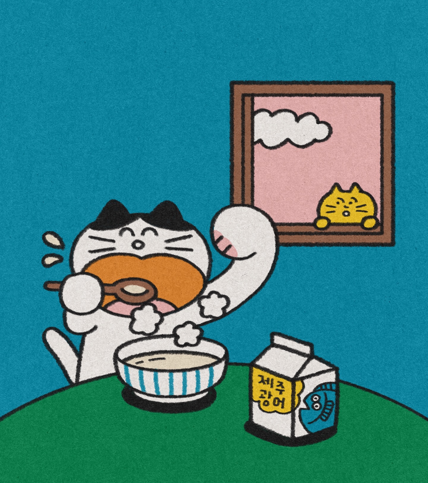 和猫子的没招儿日常-韩国艺术家Gomatsu的插画作品｜365天的好设计 NO.165（图ZMTUzODkzMjQ=） - 观点 - 站酷设计师365天的好设计原创素材 - 站酷ZCOOL