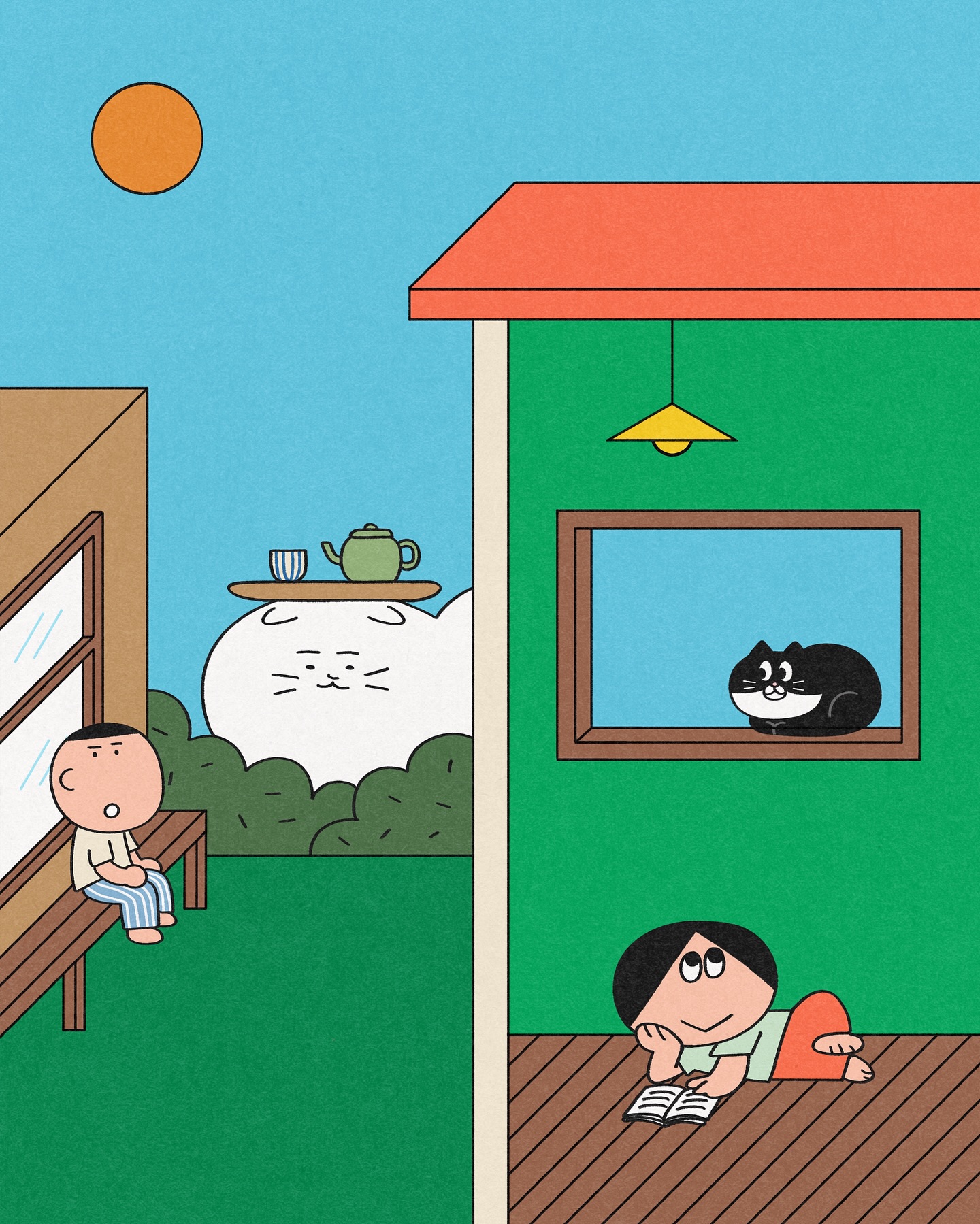 和猫子的没招儿日常-韩国艺术家Gomatsu的插画作品｜365天的好设计 NO.165（图ZMTUzODkzNjg=） - 观点 - 站酷设计师365天的好设计原创素材 - 站酷ZCOOL