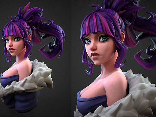 ZBrush-风格化单马尾少女角色模型制作教程。