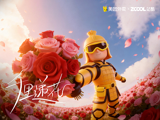 千里递花 | 美团1对1急送（个人主页-ZNzMwODY1NjA=） - AI作品 - 站酷设计师右蓝Rueblue原创素材 - 站酷ZCOOL