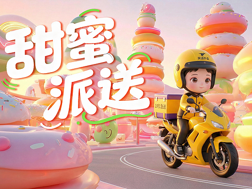 甜蜜派送（个人主页-ZNzMwODg0NDg=） - AI作品 - 站酷设计师AIGC大丸家原创素材 - 站酷ZCOOL