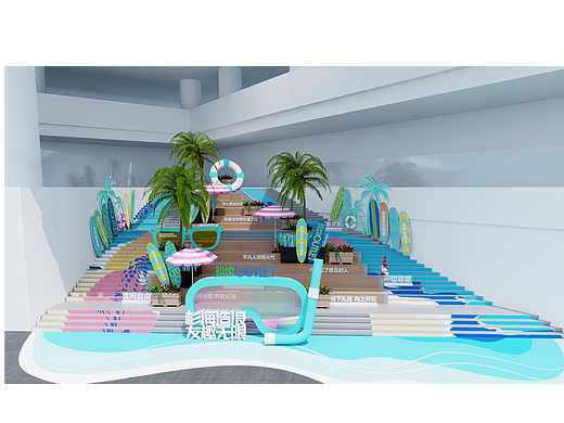 杉杉奥特莱斯夏季楼梯美陈