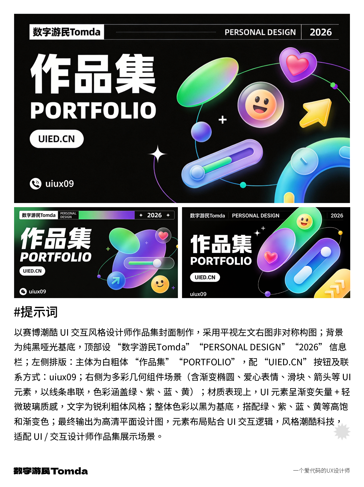 轻松上手！AI 生成作品集封面-附提示词！（图ZMTUzOTEyMjA=） - 教程 - 站酷设计师Tomda原创素材 - 站酷ZCOOL