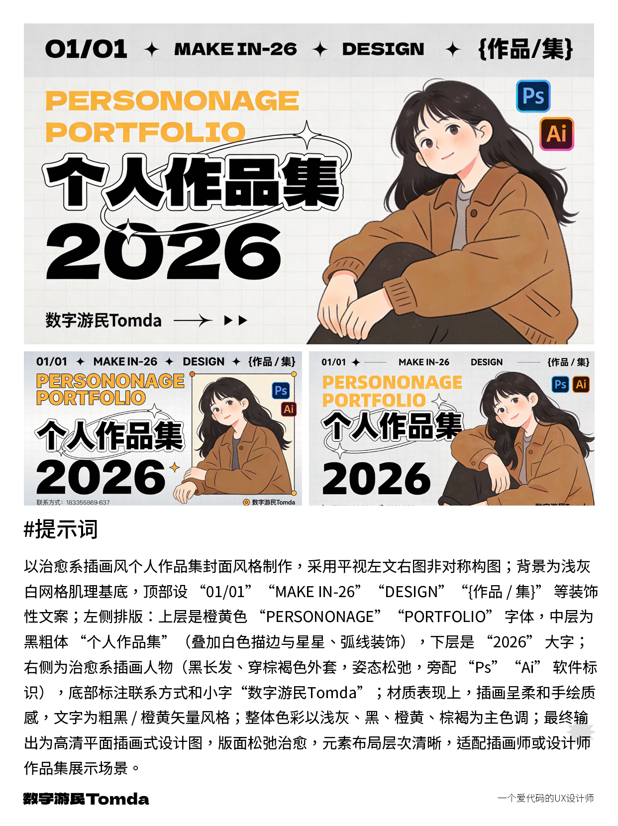 轻松上手！AI 生成作品集封面-附提示词！（图ZMTUzOTEyMzI=） - 教程 - 站酷设计师Tomda原创素材 - 站酷ZCOOL