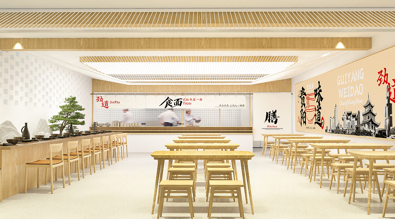 【白木重构，肠旺新生】肠旺面馆让传统在极简中苏醒（图ZNDAxOTk1MzM2） - 酒店餐饮设计 - 站酷设计师Senterlua原创素材 - 站酷ZCOOL