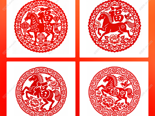 马年剪纸新年窗花非遗文化国风春节可商用素材-设图网