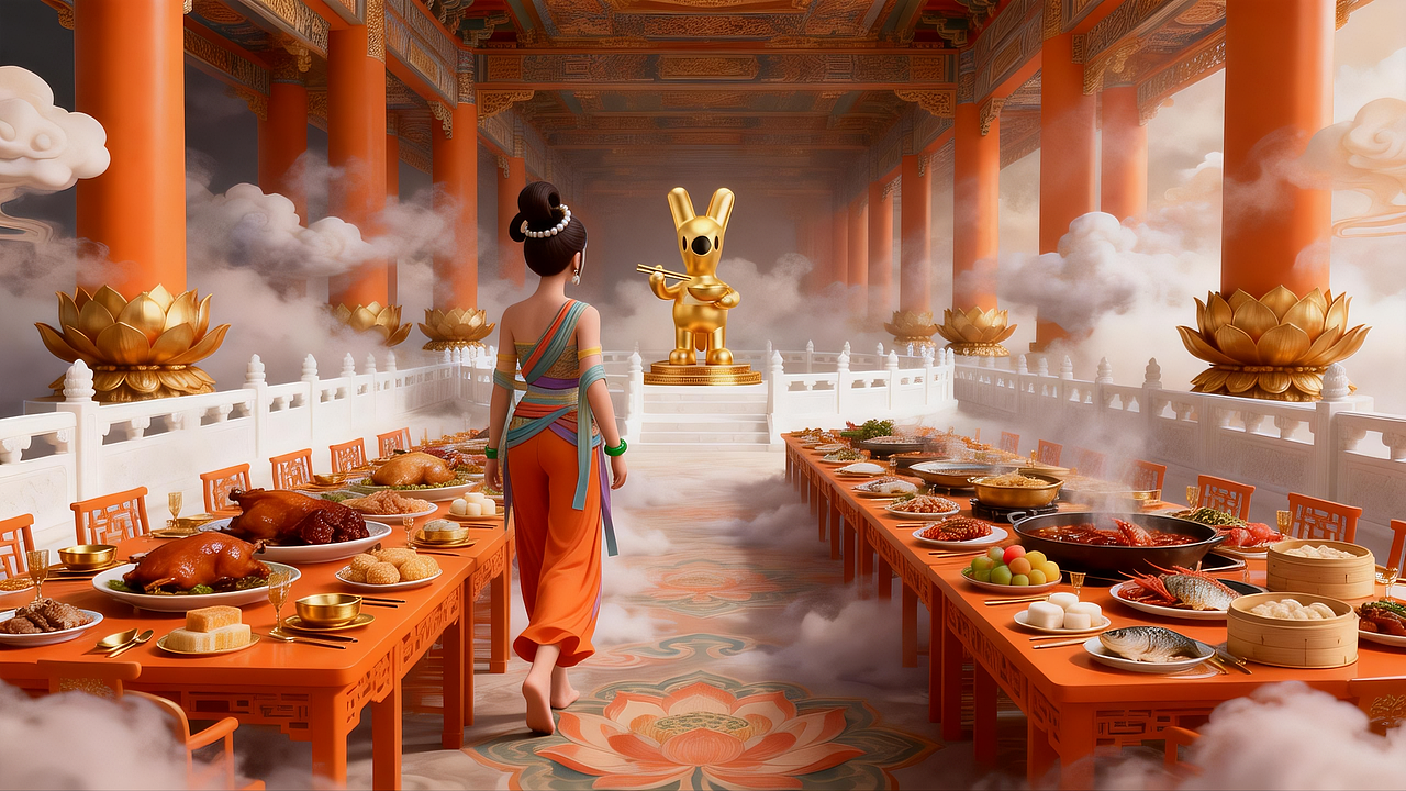 穿越古今 飞天速达——美团外卖1对1急送(图ZNDAyMDIyNDY4) - AI作品 - 站酷设计师万鱼鱼原创素材 - 站酷ZCOOL