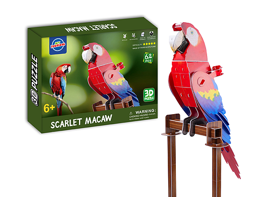 新品 3d仿真动物系列：五彩金刚鹦鹉_立体拼图
