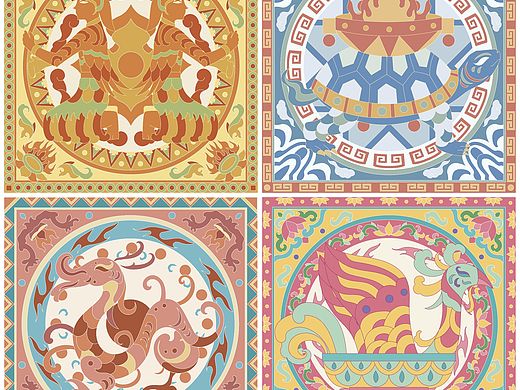 百花灯主题纹样图案定制|平面设计长期接稿