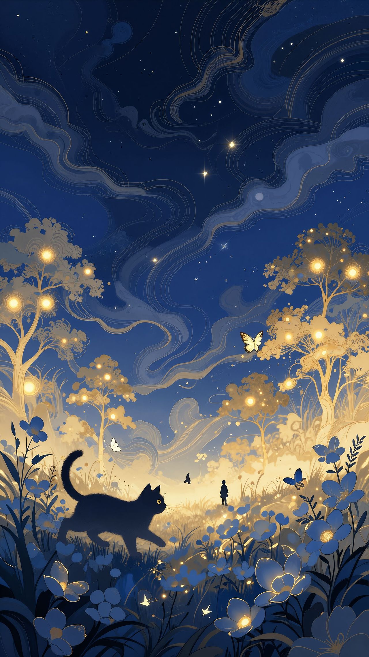 星夜奇旅·猫与少年（图ZNDAyMDM1NzI0） - 艺术插画 - 站酷设计师FenglinMelos2006原创素材 - 站酷ZCOOL