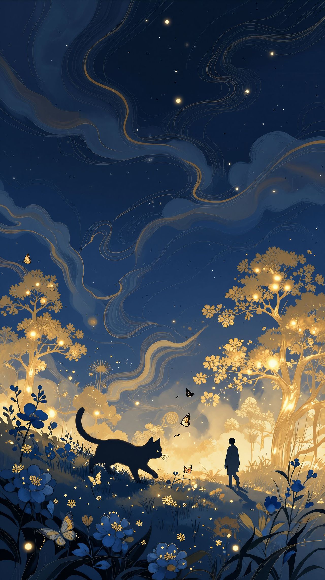 星夜奇旅·猫与少年（图ZNDAyMDM1NzMy） - 艺术插画 - 站酷设计师FenglinMelos2006原创素材 - 站酷ZCOOL