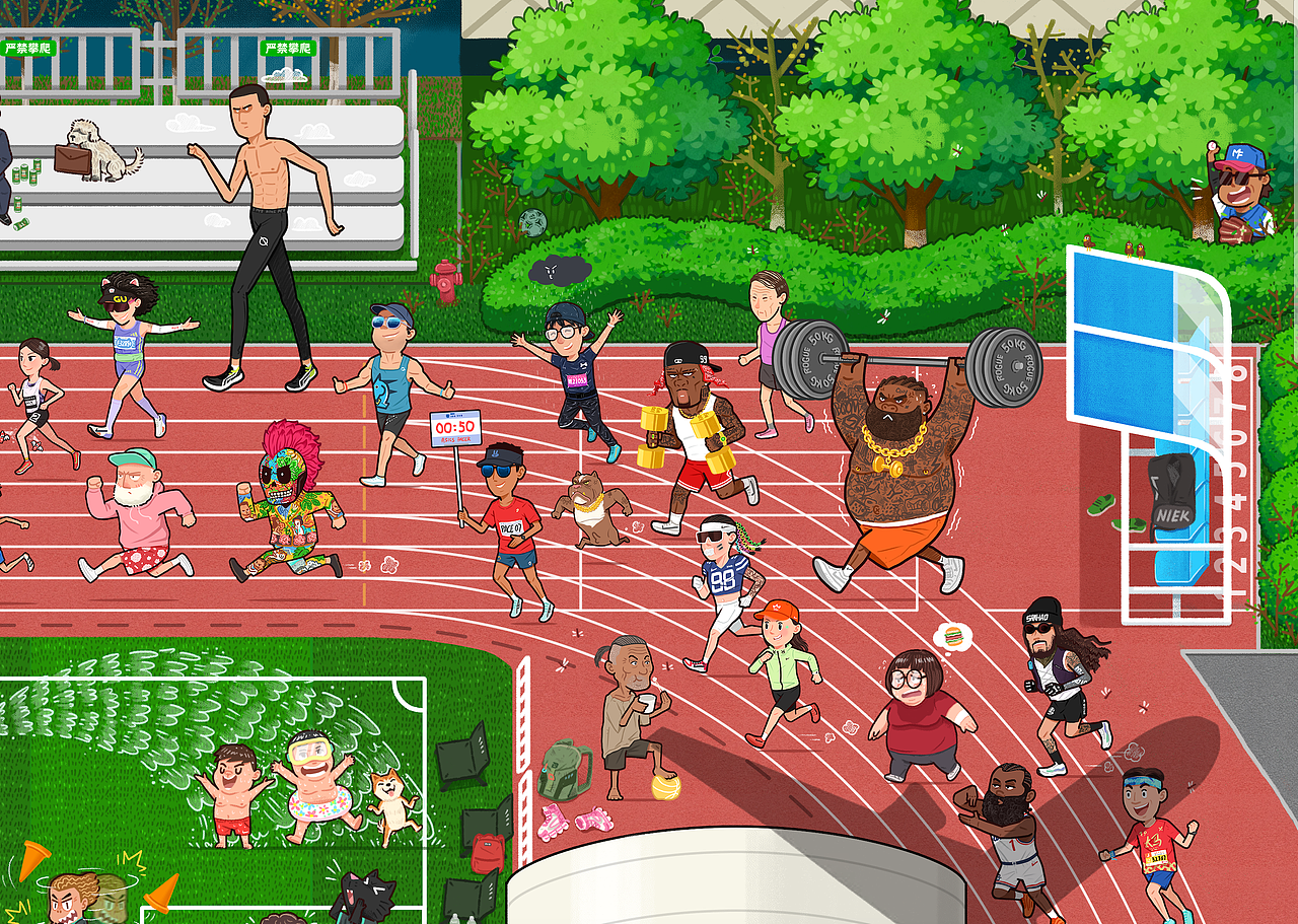 黄龙跑步人（图ZNDAyMDM4ODIw） - 商业插画 - 站酷设计师褔一原创素材 - 站酷ZCOOL