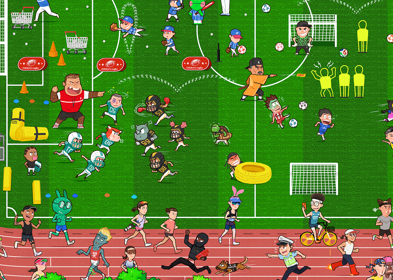 黄龙跑步人（图ZNDAyMDM4ODEy） - 商业插画 - 站酷设计师褔一原创素材 - 站酷ZCOOL