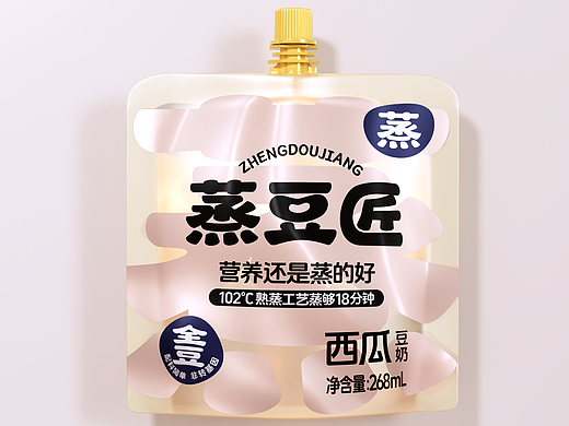 蒸豆匠 | 豆奶三色饮品包装设计 / 手绘晕染治愈系表达