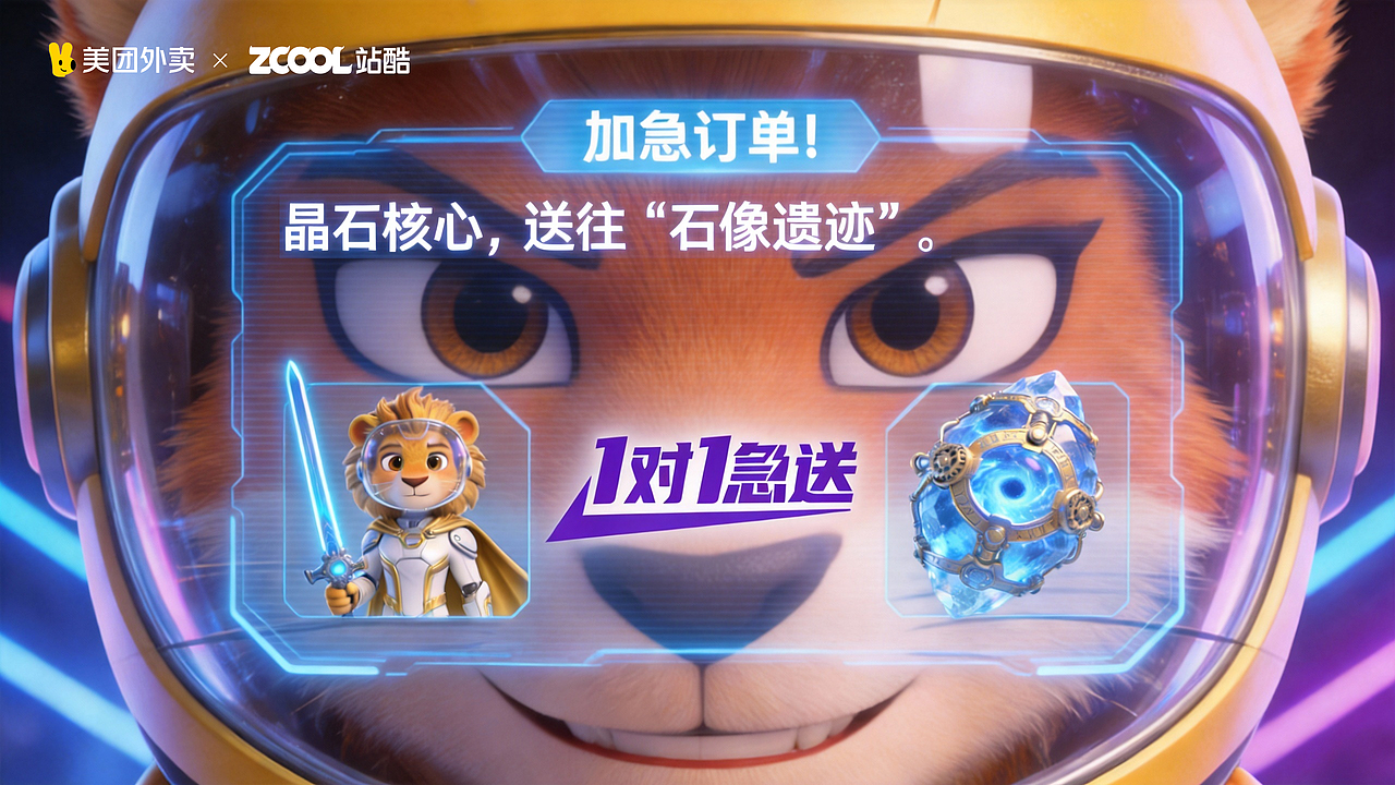 破局时刻-美团外卖1对1急送（图ZNDAyMDUyOTQ0） - AI作品 - 站酷设计师大猫404原创素材 - 站酷ZCOOL