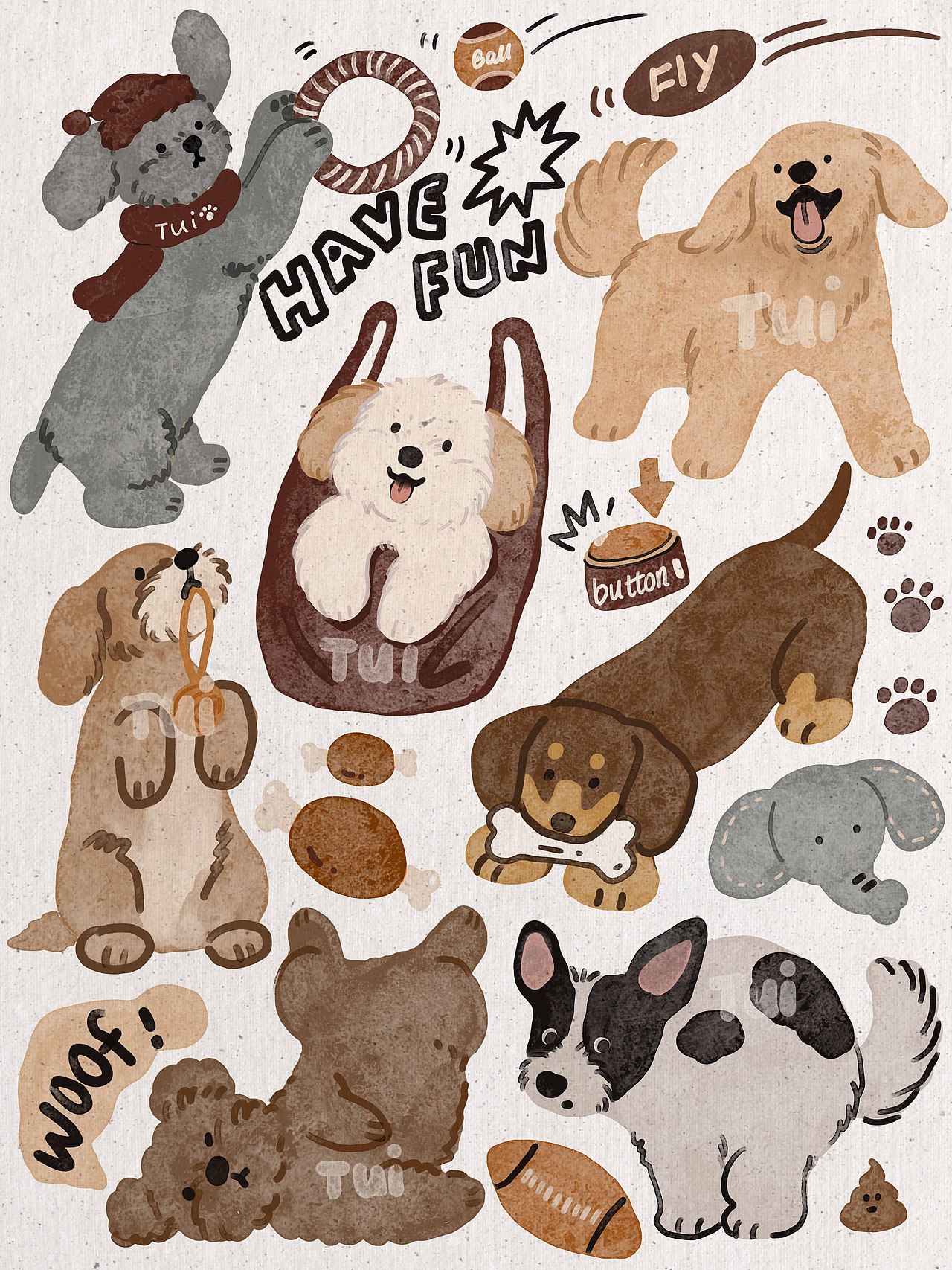 小狗和它的玩具-20260120（图ZNDAyMDY3ODQw） - 商业插画 - 站酷设计师小短腿kingbaby原创素材 - 站酷ZCOOL