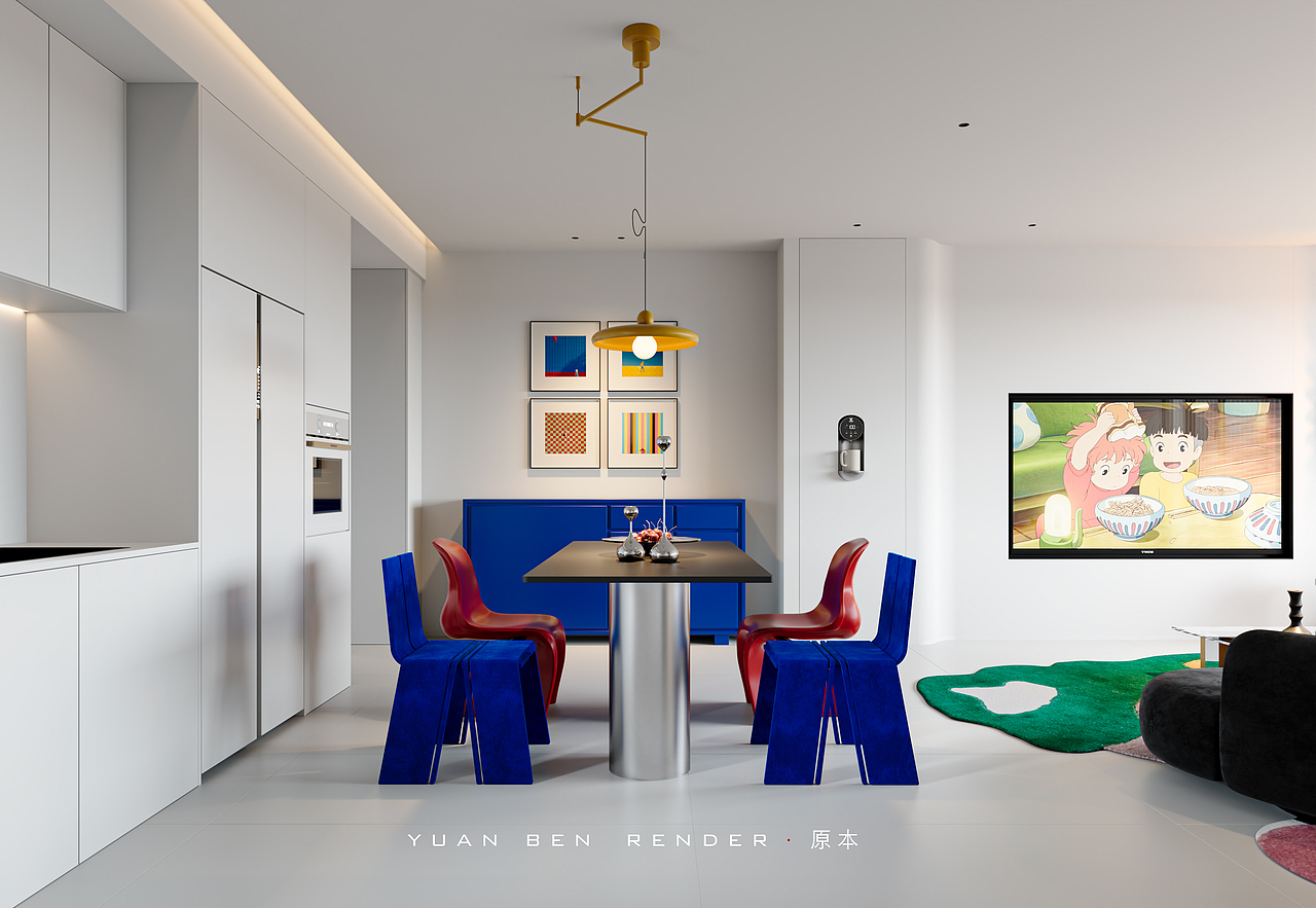 五彩斑斓的公区渲染（图ZNDAyMDY3ODY4） - 家装设计 - 站酷设计师原本一效果图表现原创素材 - 站酷ZCOOL