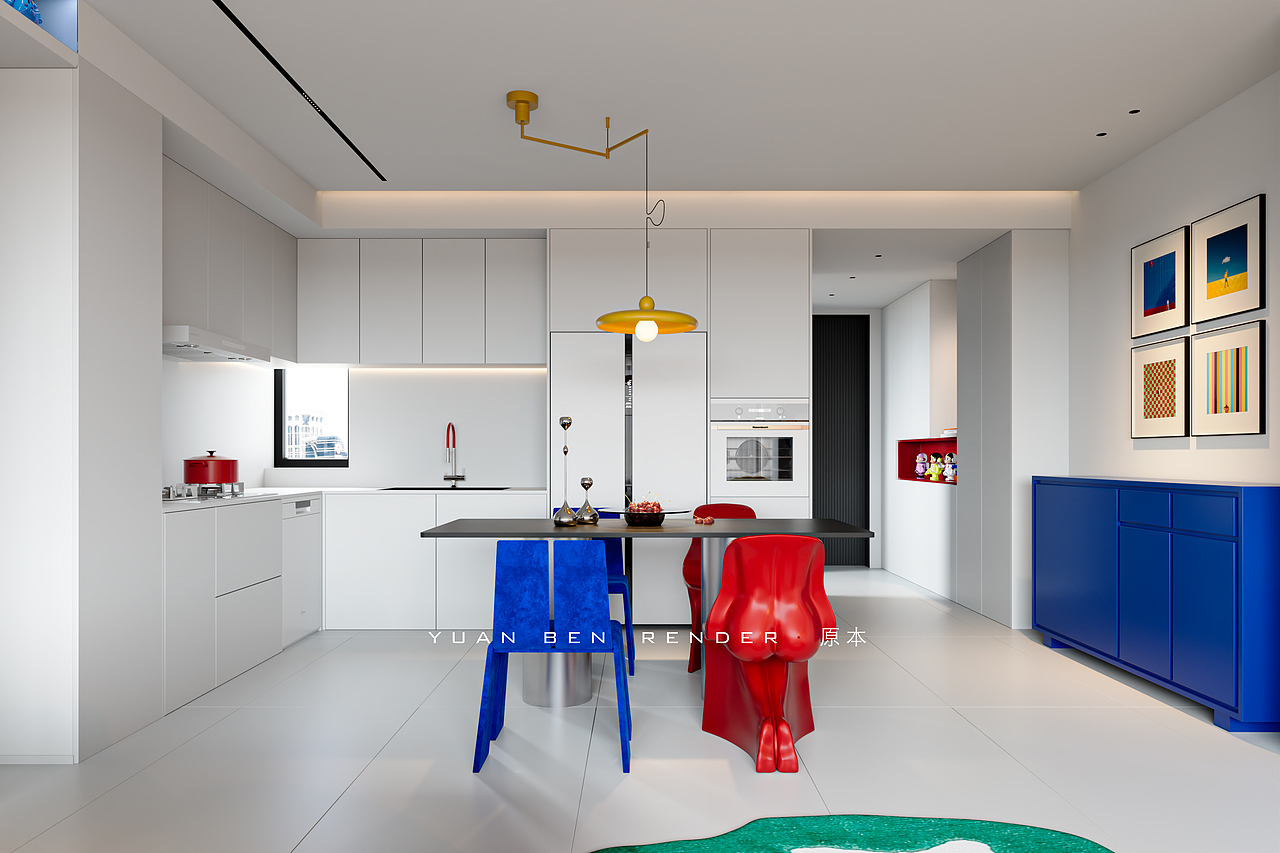 五彩斑斓的公区渲染（图ZNDAyMDY3ODcy） - 家装设计 - 站酷设计师原本一效果图表现原创素材 - 站酷ZCOOL