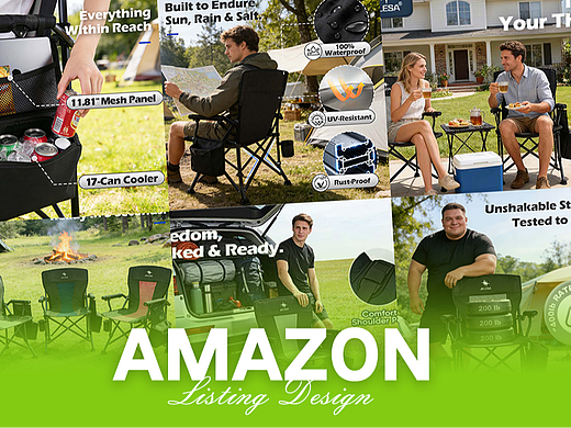 运动及户外物品 露营椅-Amazon亚马逊主副图A+设计案例