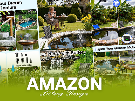 园艺水管 12W黑边喷泉-Amazon亚马逊主副图A+设计案例