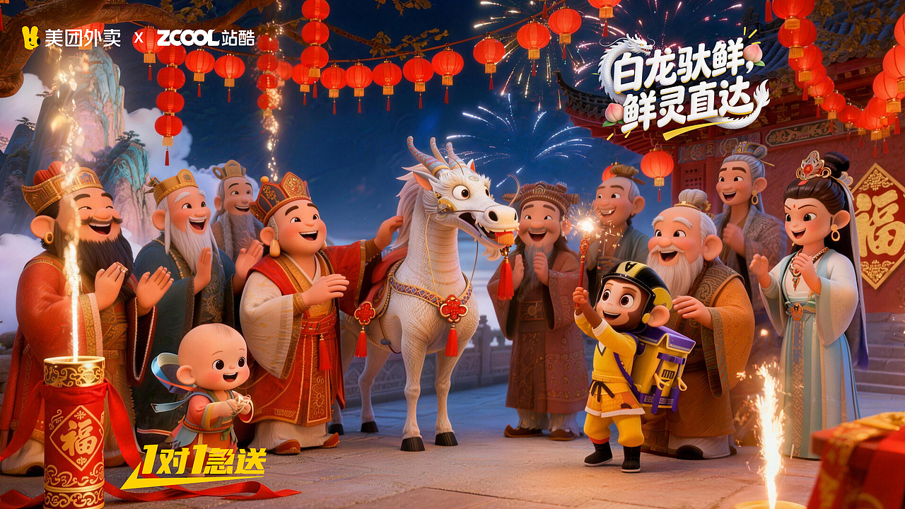 🔥仙域外卖上线！悟空白龙马 1V1 送鲜桃～（图ZNDAyMDk4NzU2） - AI作品 - 站酷设计师小芒果哼z原创素材 - 站酷ZCOOL