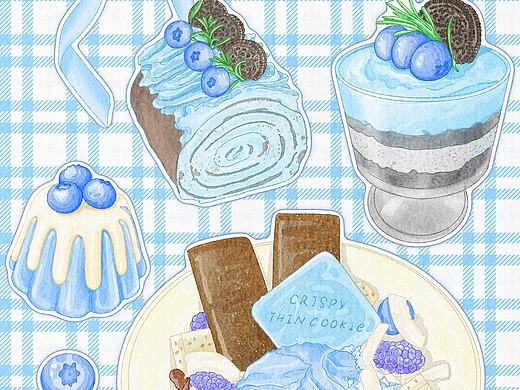 蓝莓手帐风插画