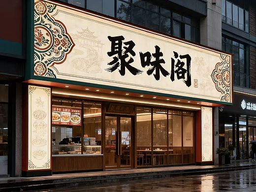 餐饮店灯箱门头设计