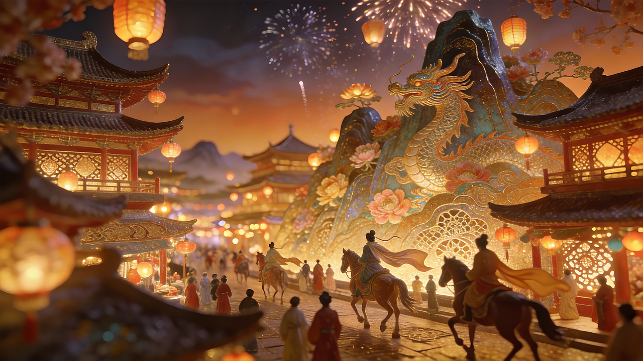 马年灯会，盛世国风（图ZNDAyMTE4NjAw） - AI作品 - 站酷设计师小滑溜原创素材 - 站酷ZCOOL