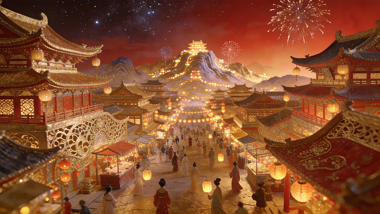 马年灯会，盛世国风（图ZNDAyMTE4NjA0） - AI作品 - 站酷设计师小滑溜原创素材 - 站酷ZCOOL