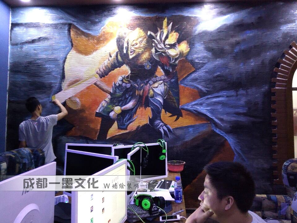 网吧墙绘，网咖墙绘（图ZNDAyMTMyNDM2） - 绘画 - 站酷设计师新农村墙绘原创素材 - 站酷ZCOOL