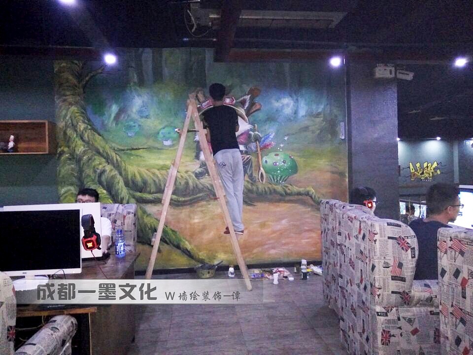 网吧墙绘，网咖墙绘（图ZNDAyMTMyNDI0） - 绘画 - 站酷设计师新农村墙绘原创素材 - 站酷ZCOOL