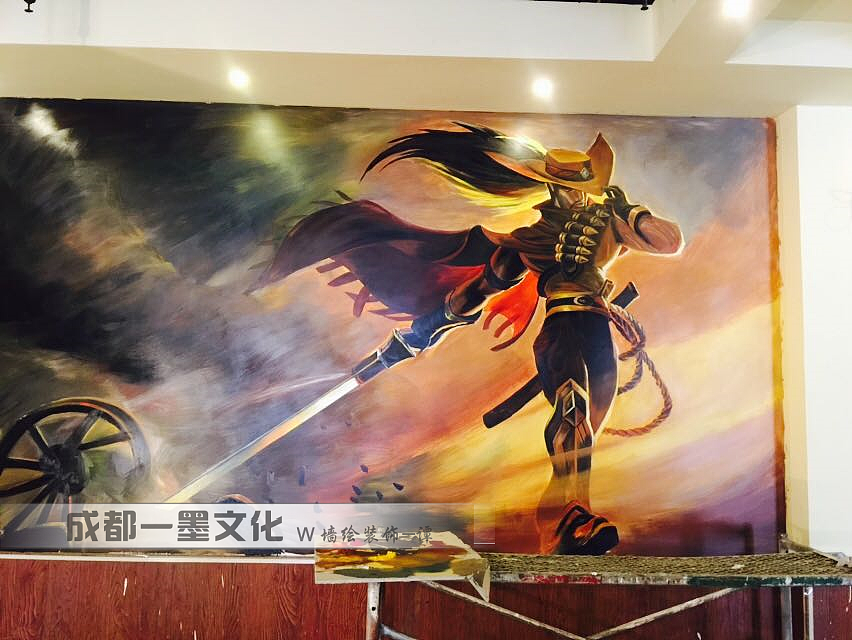 网吧墙绘，网咖墙绘 网咖装修（图ZNDAyMTMzMTQ4） - 绘画 - 站酷设计师新农村墙绘原创素材 - 站酷ZCOOL