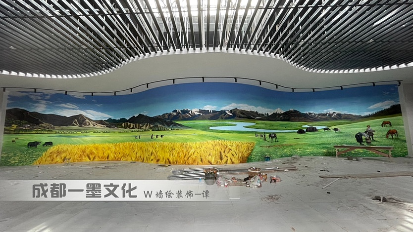 山水画墙绘 风景壁画（图ZNDAyMTMzODcy） - 绘画 - 站酷设计师新农村墙绘原创素材 - 站酷ZCOOL