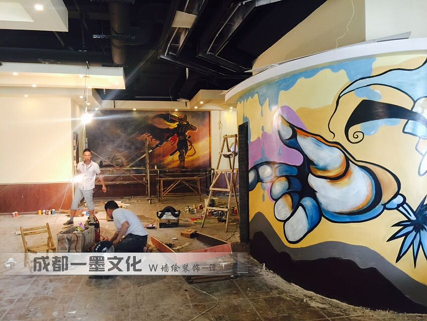 网吧墙绘，网咖墙绘（图ZNDAyMTM2MTA4） - 绘画 - 站酷设计师农村壁画原创素材 - 站酷ZCOOL