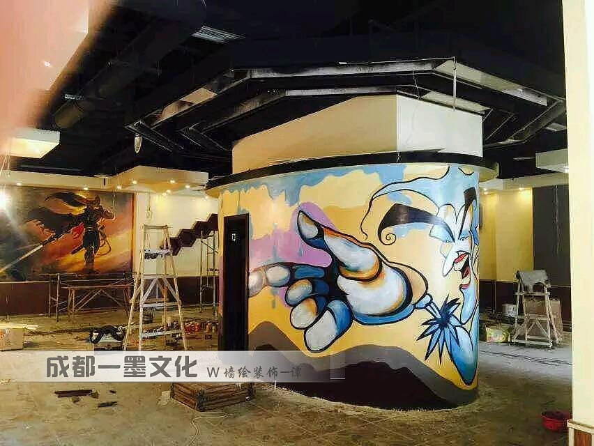 网吧墙绘，网咖墙绘（图ZNDAyMTM2MDc2） - 绘画 - 站酷设计师农村壁画原创素材 - 站酷ZCOOL