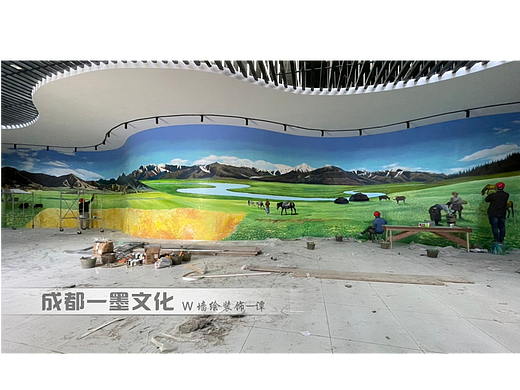 景区墙绘，风景油画