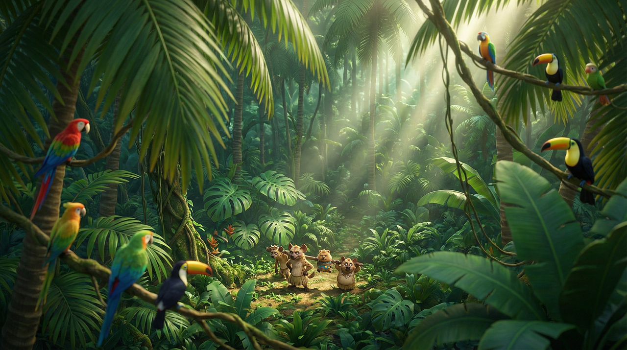 美团外卖 1 对 1 急送丨荒诞丛林，美味治愈（图ZNDAyMTM5ODA4） - AI作品 - 站酷设计师小杰AIGC原创素材 - 站酷ZCOOL